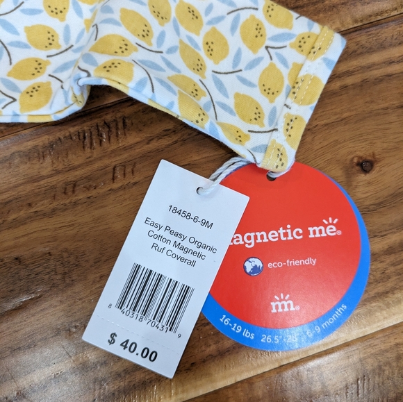 NWT Magnetic Me 6-9M Organic Cotton Coverall - Easy Peasy Lemon - Picture 2 of 3